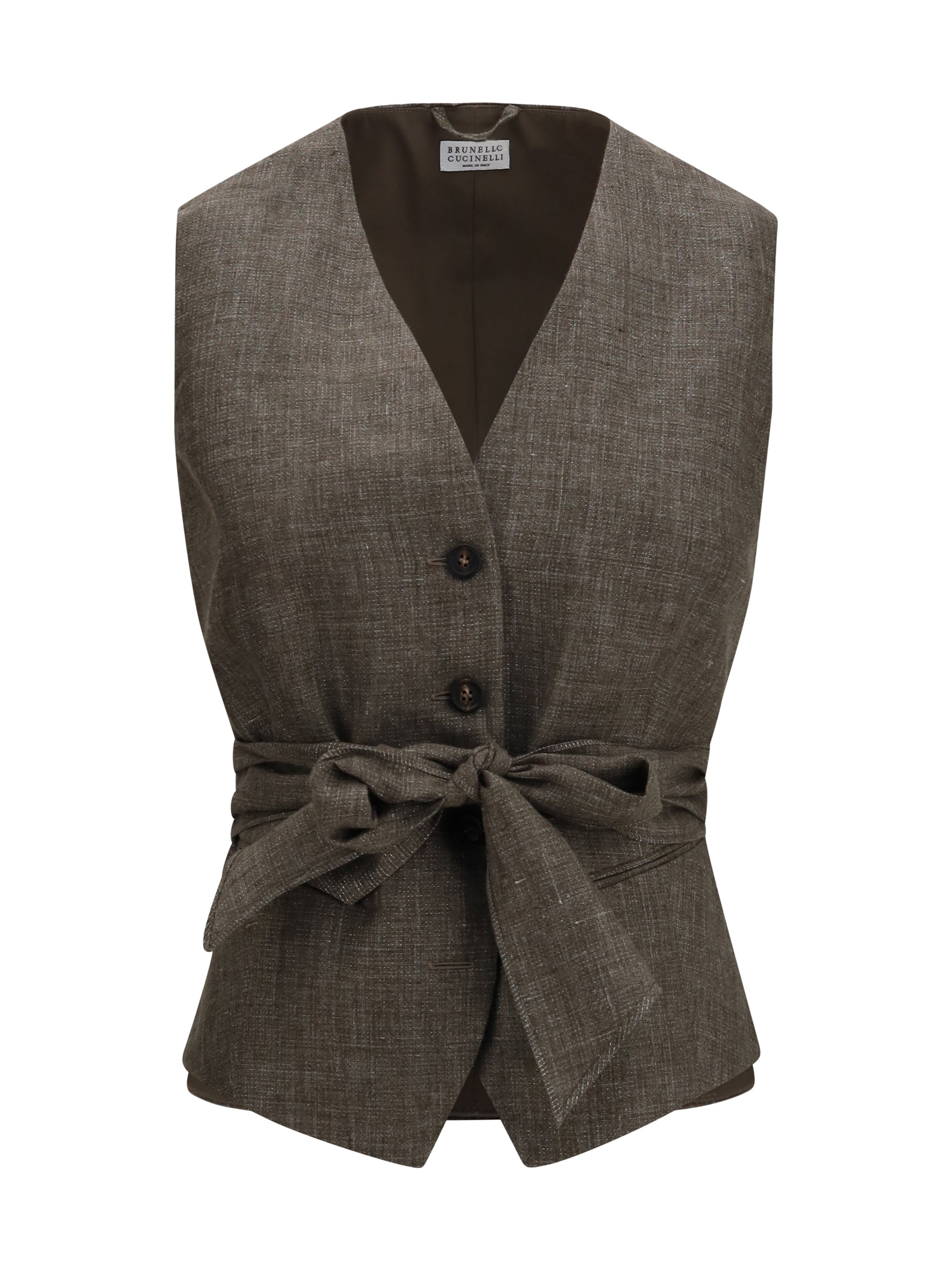 belted linen vest