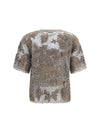 crew-neck top with floral embroidery and sequins