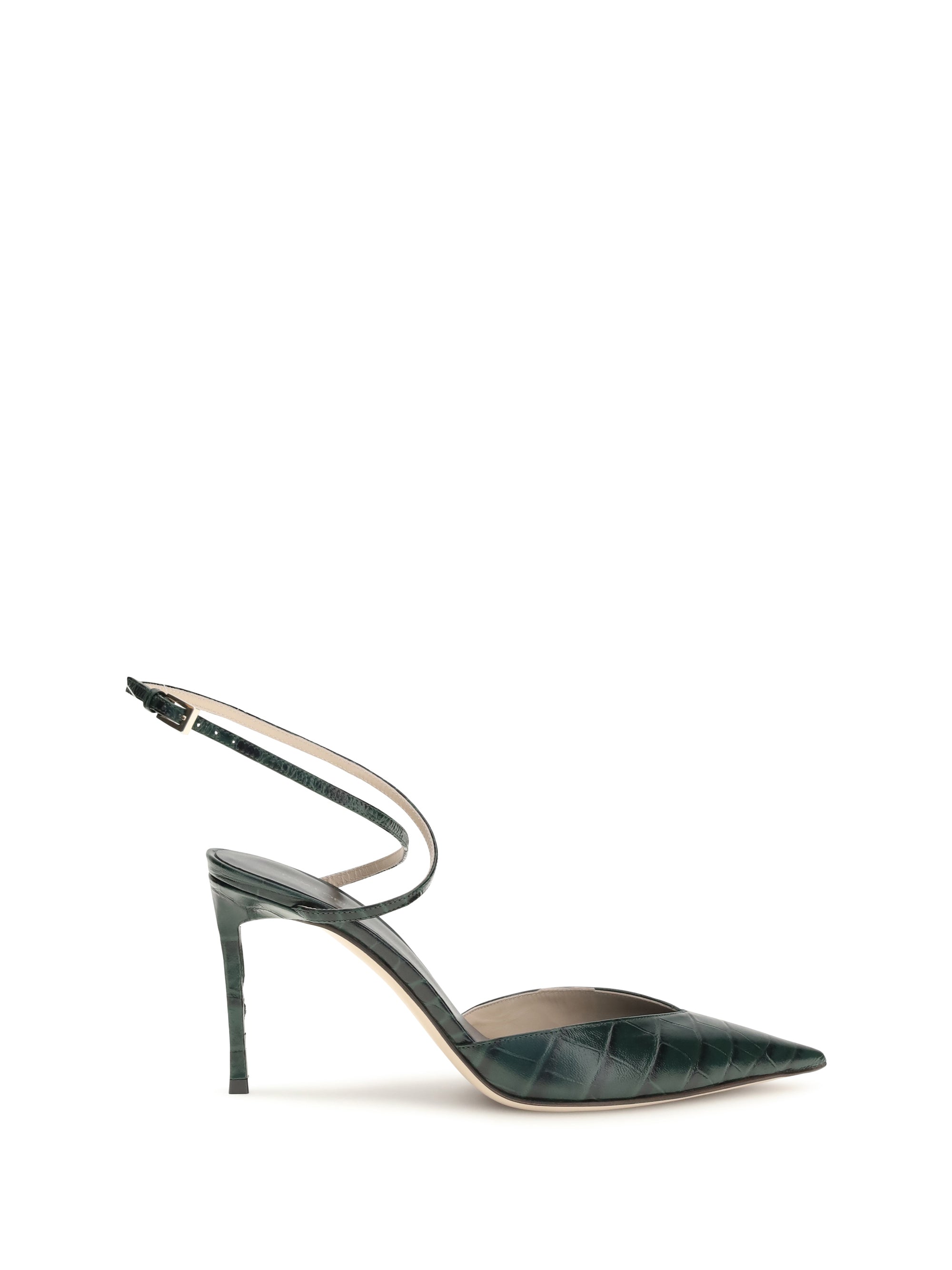 crocodile-print leather pumps