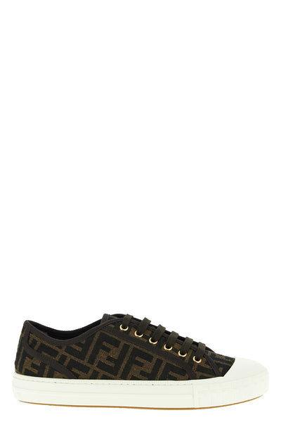 chunky all over jacquard fabric lace-up sneakers