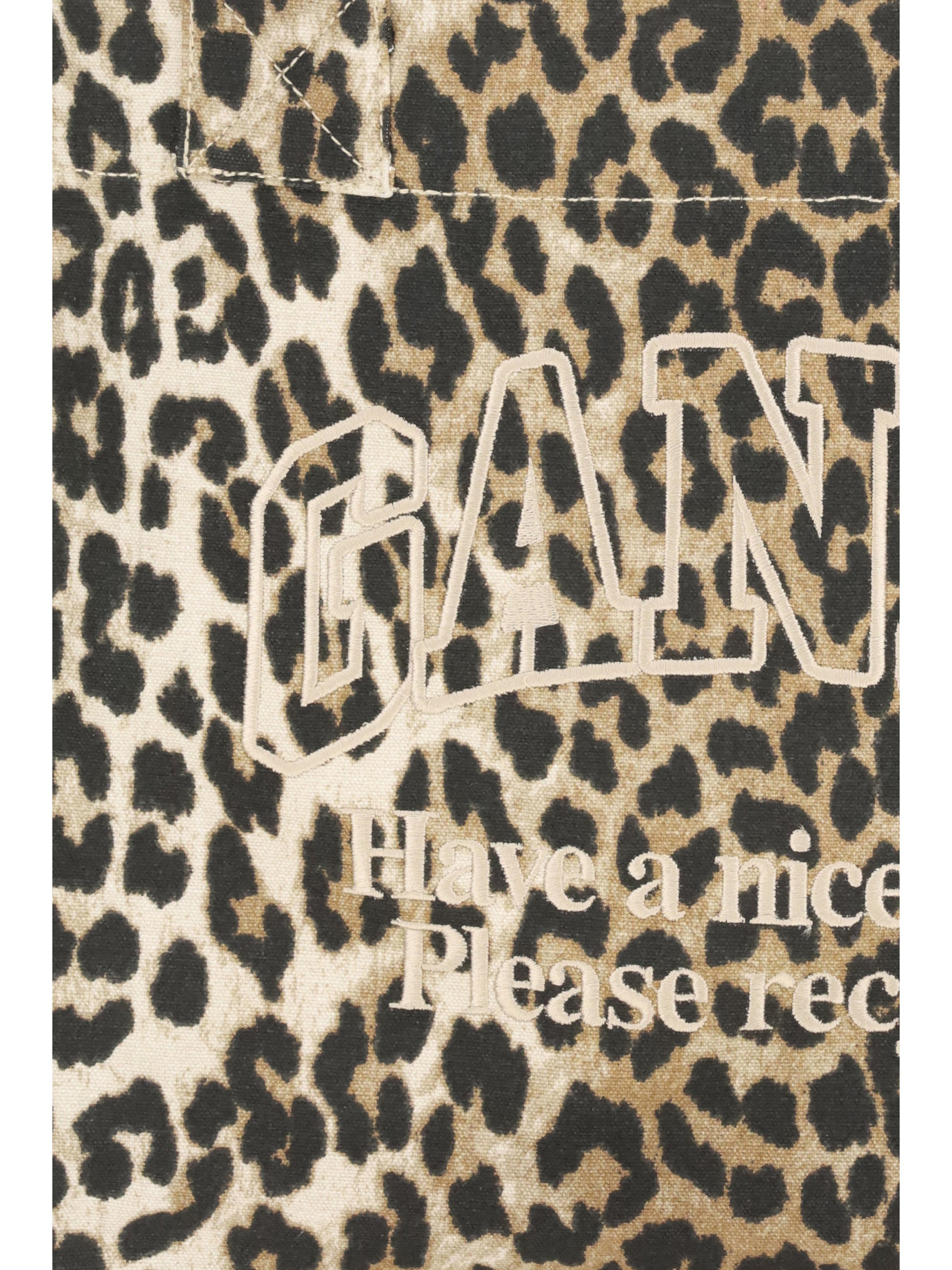 GANNI OS leopard print tote bag