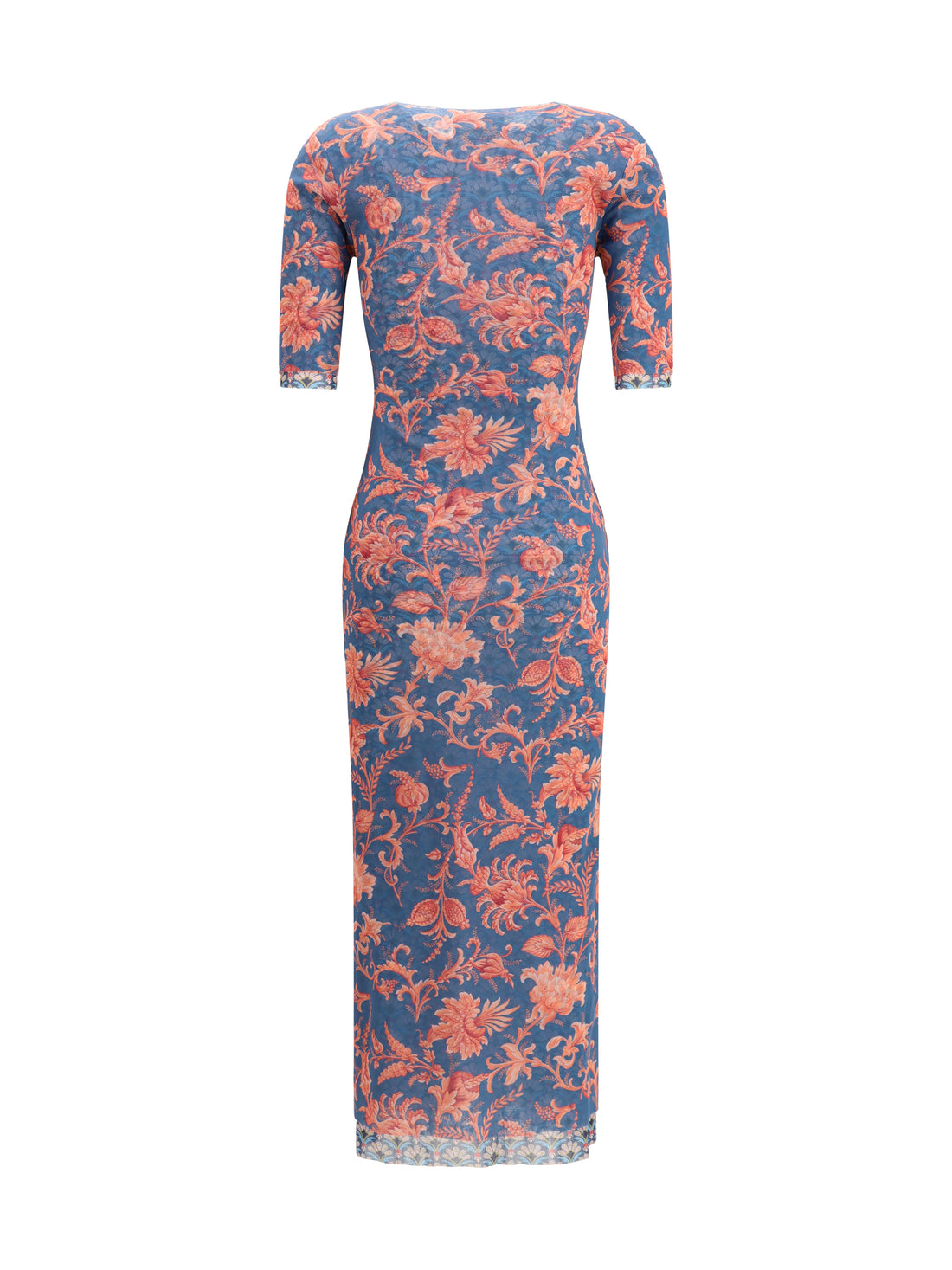 ETRO 44 stretch tulle midi dress with floral motif