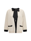 open polka-dot bow cardigan