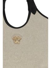 VERSACE OS tote fabric calf leather