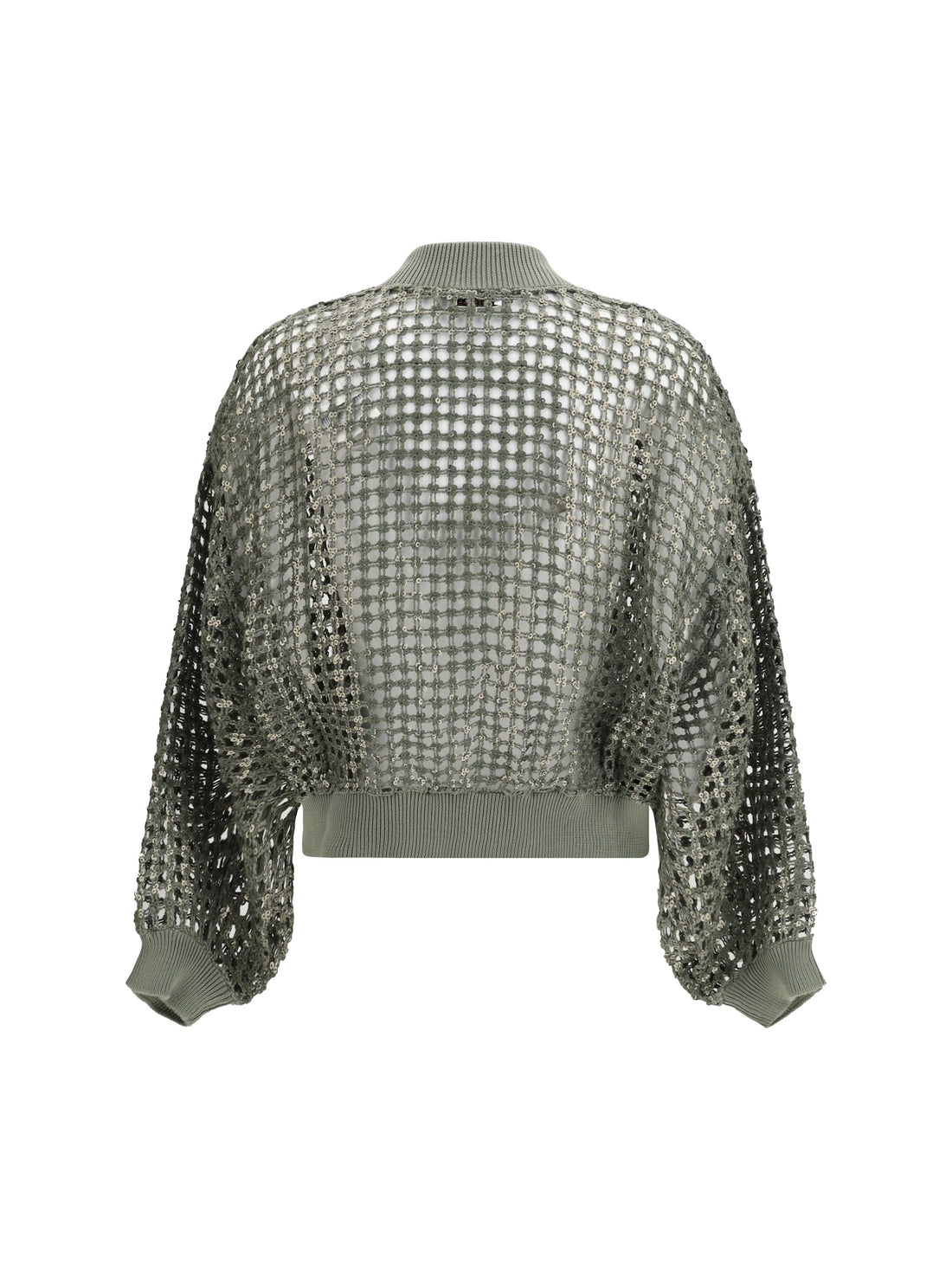BRUNELLO CUCINELLI M solk and linen dazzling net embroidery cardigan