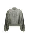 solk and linen dazzling net embroidery cardigan