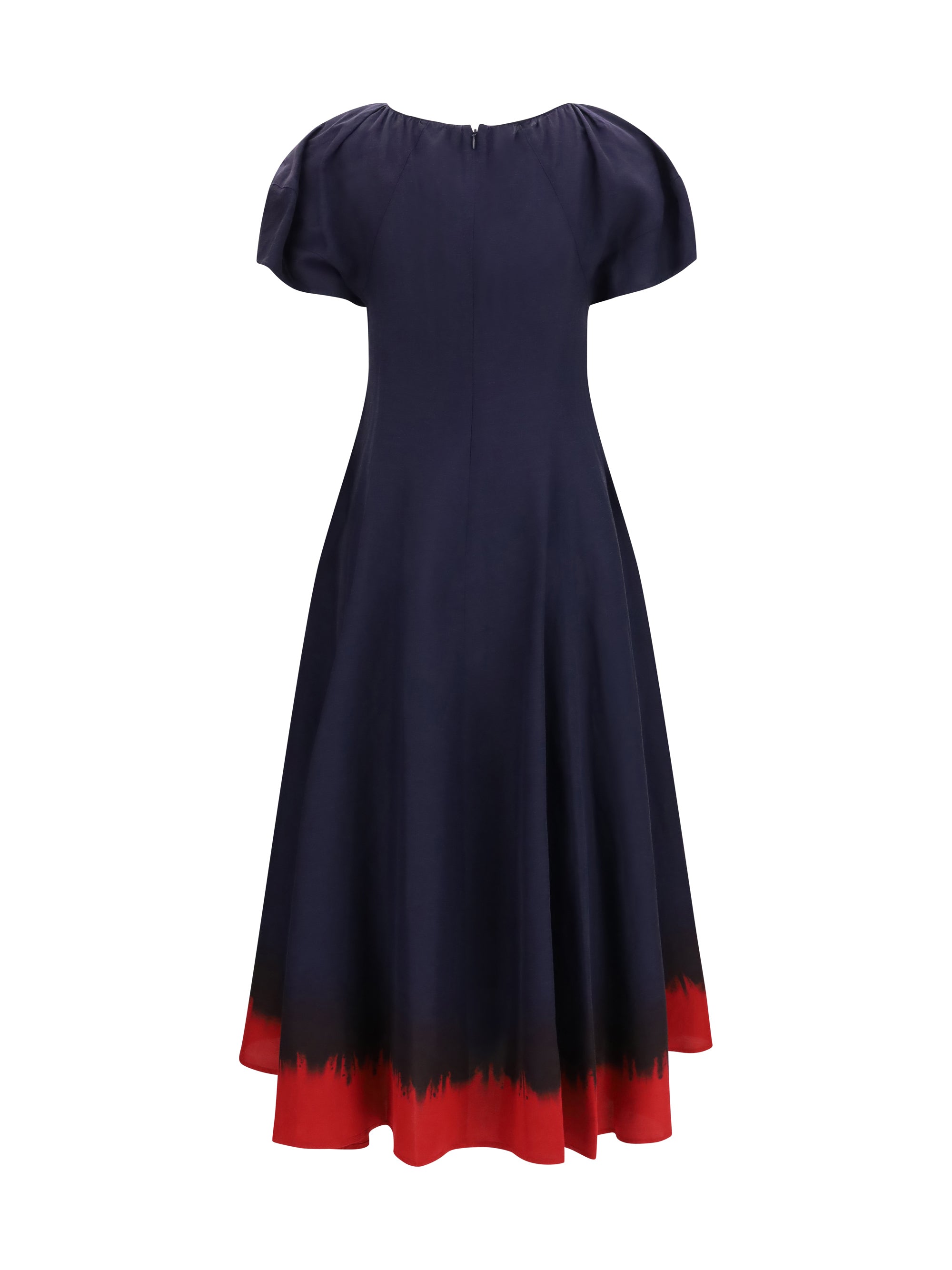 midi dress with balloon sleeves