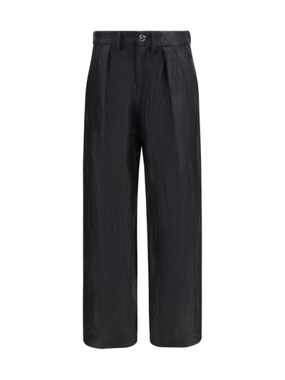 straight-leg faux leather pants with vintage effect