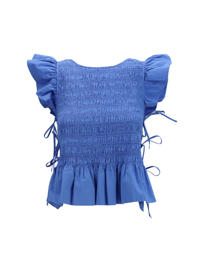 ruched cotton top with side bows