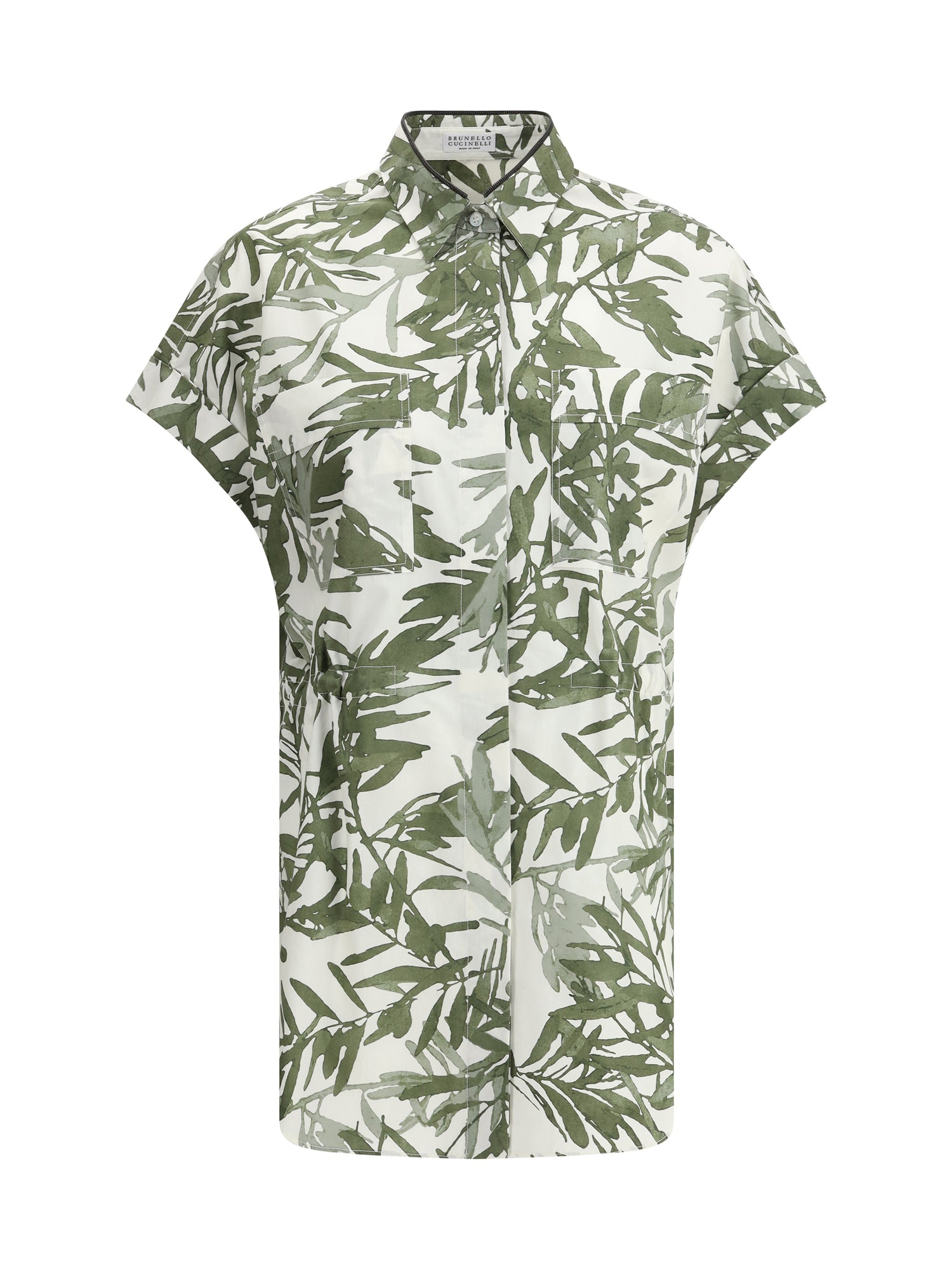 BRUNELLO CUCINELLI XXL leaf print long shirt