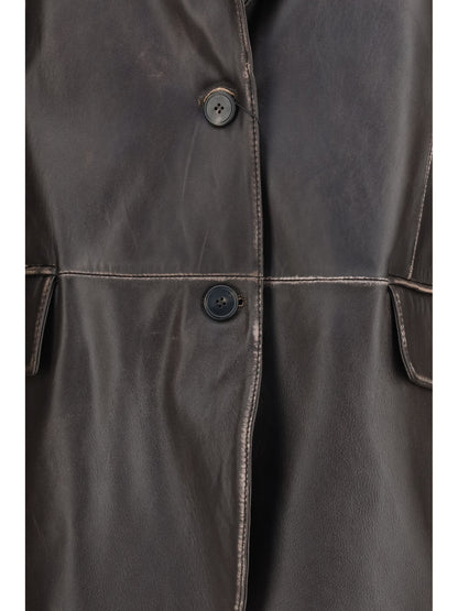 MAX MARA WEEKEND L pila single-breasted leather jacket