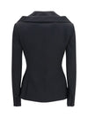 structured off-shoulder jacket with harness details