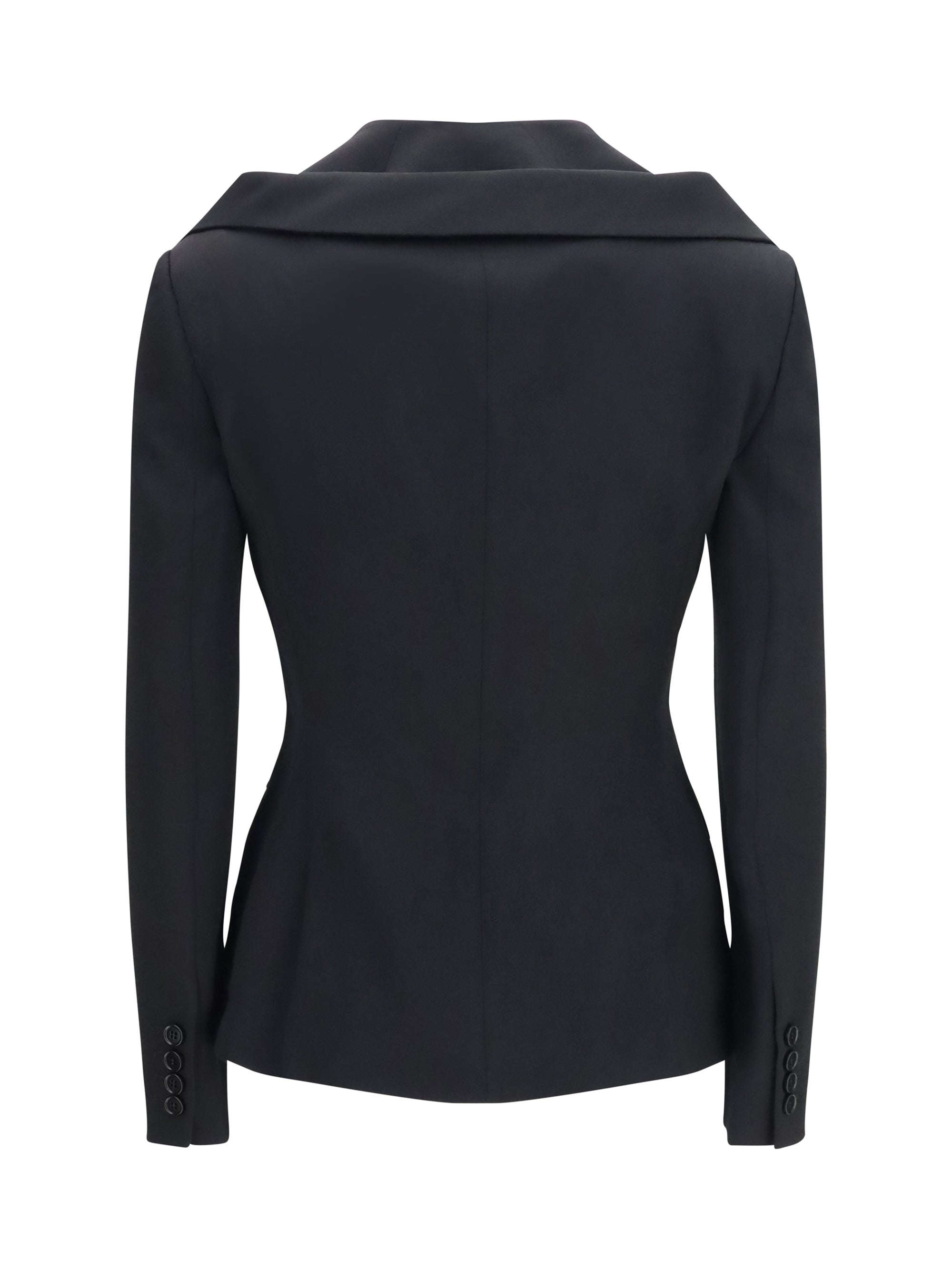 structured off-shoulder jacket with harness details