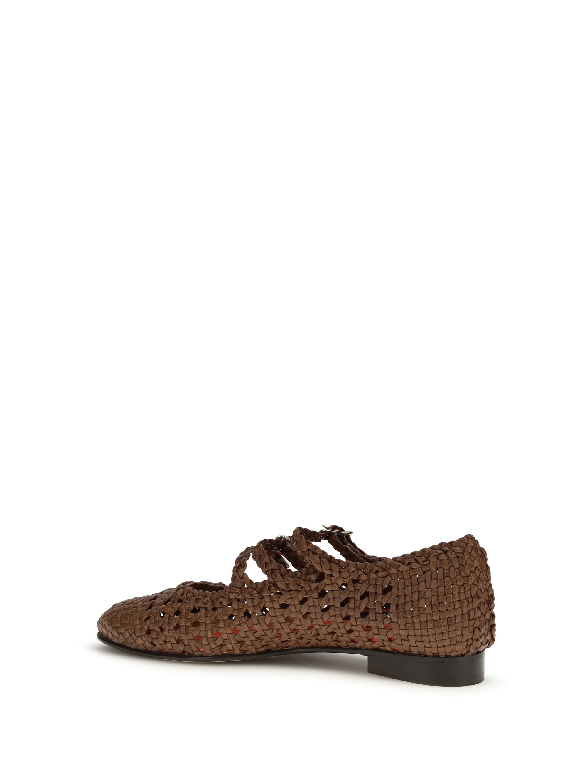 woven leathe mary jane ballerinas