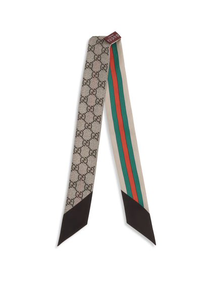 GUCCI OS silk scarf with a morsetto print and gg crisscross