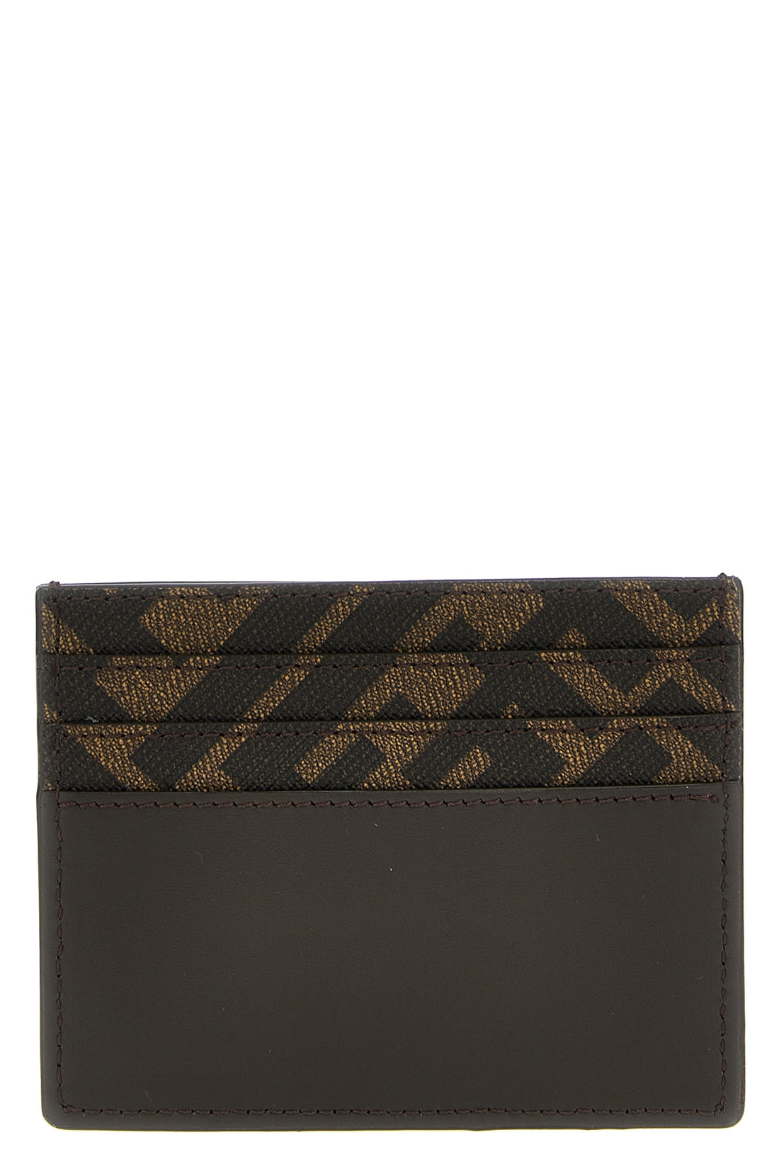 FENDI OS squared ff leather and canvas card holder