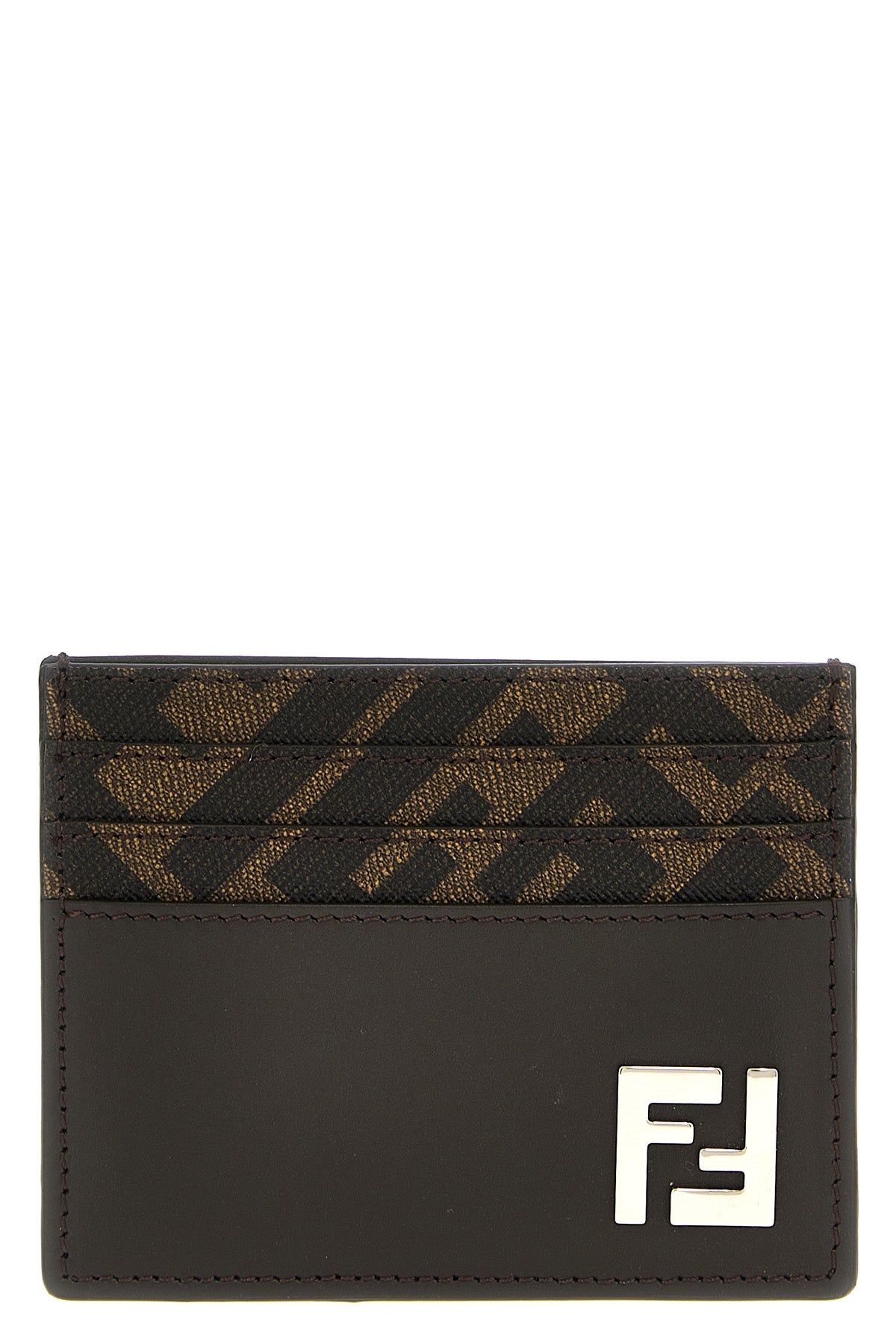 squared ff leather and canvas card holder