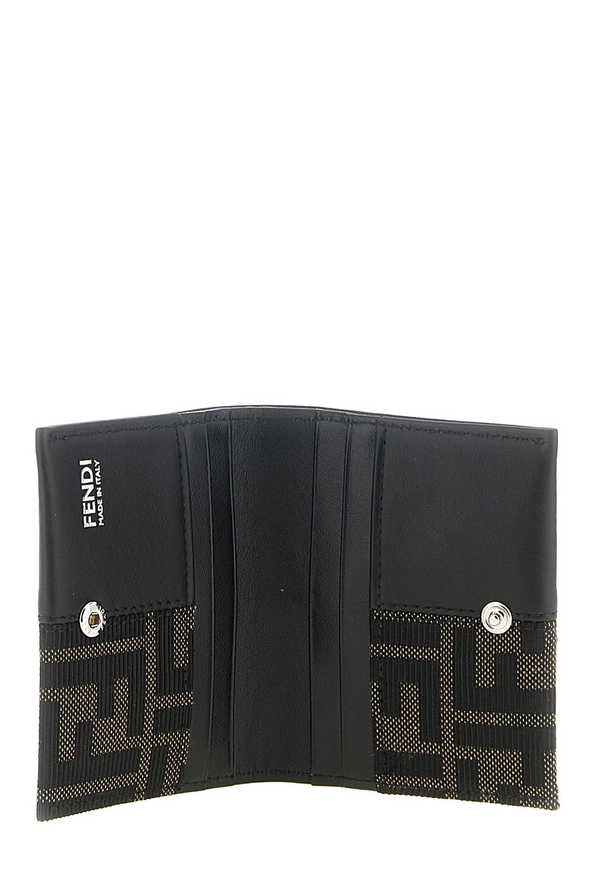 the fendi card holder in ff zucca jacquard fabric and smooth calf leather