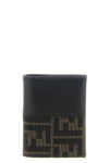 the fendi card holder in ff zucca jacquard fabric and smooth calf leather