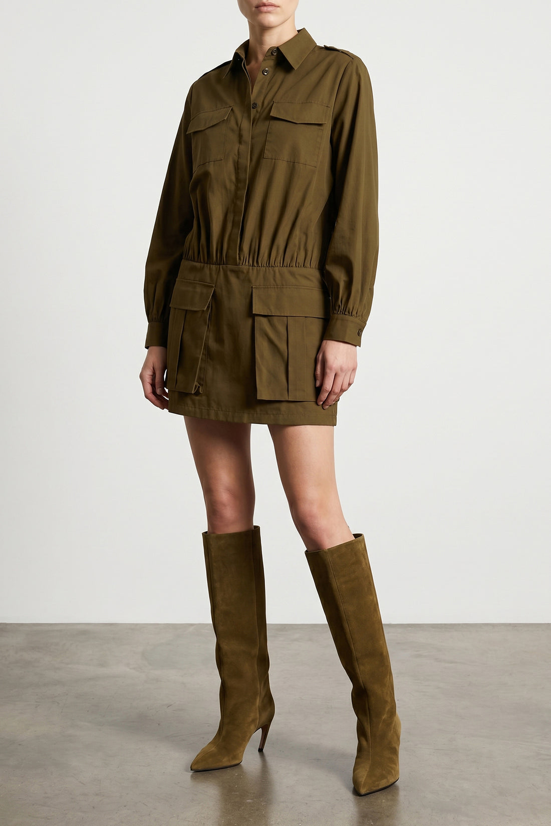 7 FOR ALL MANKIND L mini utility dress in cotton poplin