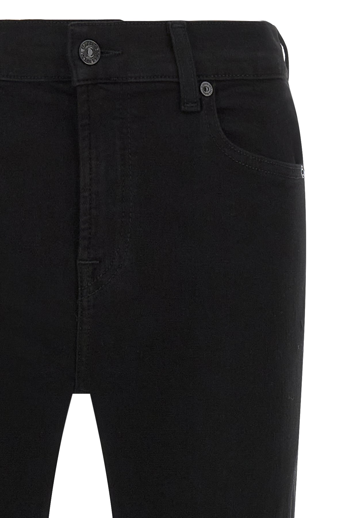 the 7 for all mankind jeans have a bootcut cut that wraps around the leg and t