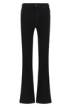 the 7 for all mankind jeans have a bootcut cut that wraps around the leg and t