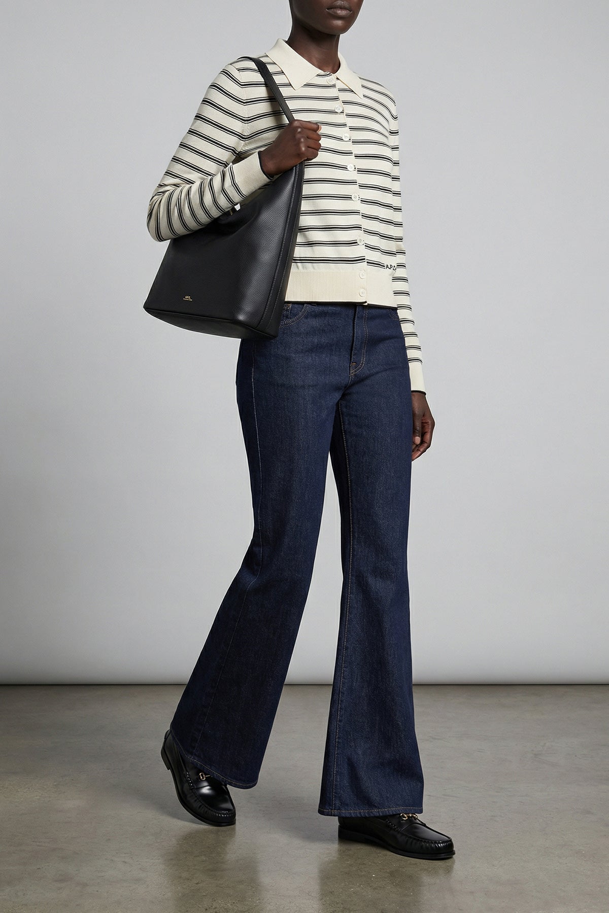 retro flare stretch cotton denim jeans