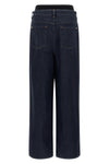 banded slouchy wide cotton denim jeans