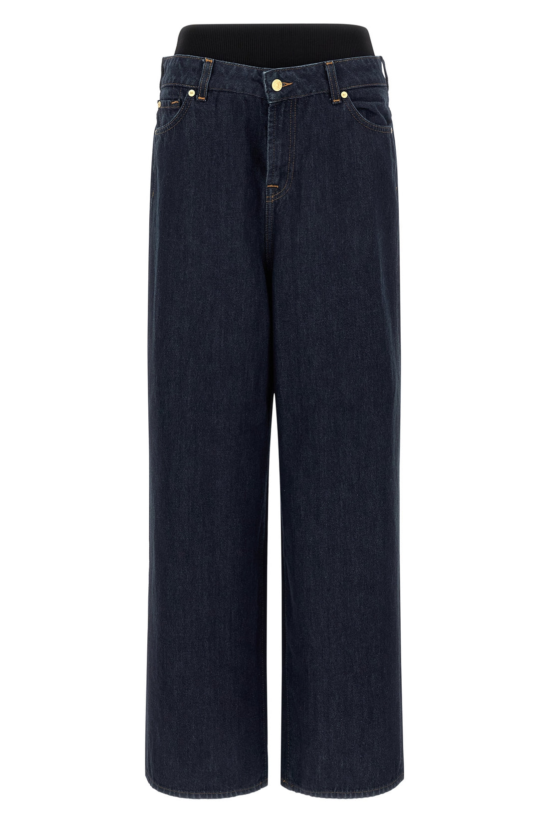 7 FOR ALL MANKIND 24 banded slouchy wide cotton denim jeans