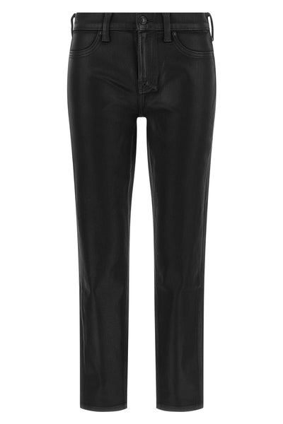the 7 for all mankind jeans are distinguished by a sophisticated leather-effect