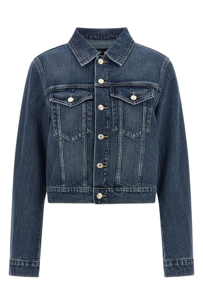 the 7 for all mankind darted shrunken denim jacket redefines the codes of casu