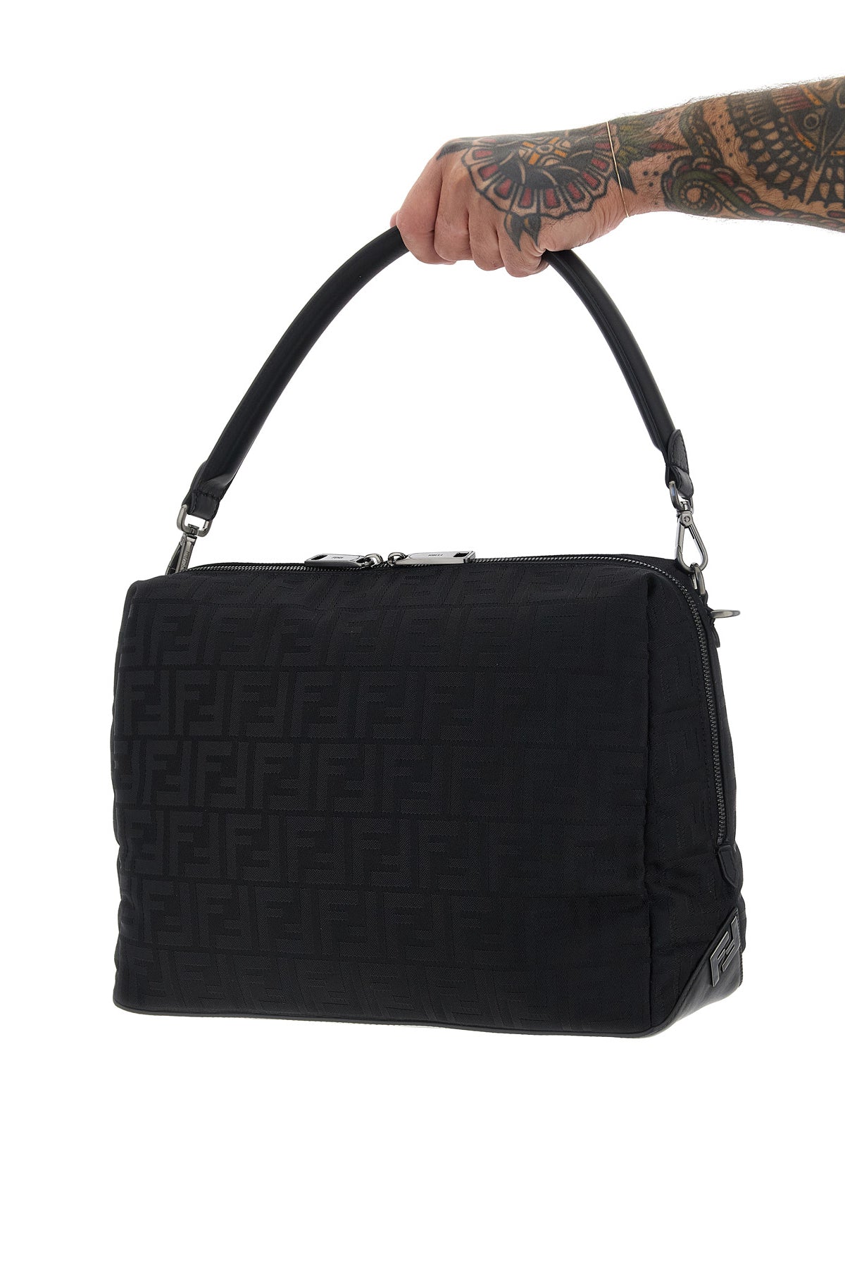fendi lui large shoulder bag in padded ff nylon