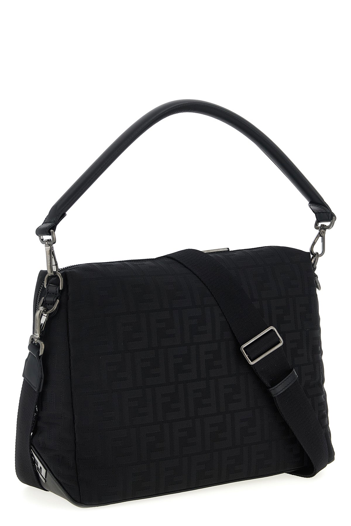 fendi lui large shoulder bag in padded ff nylon