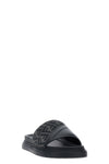 fendi diagonal sandals in ff jacquard fabric and leather