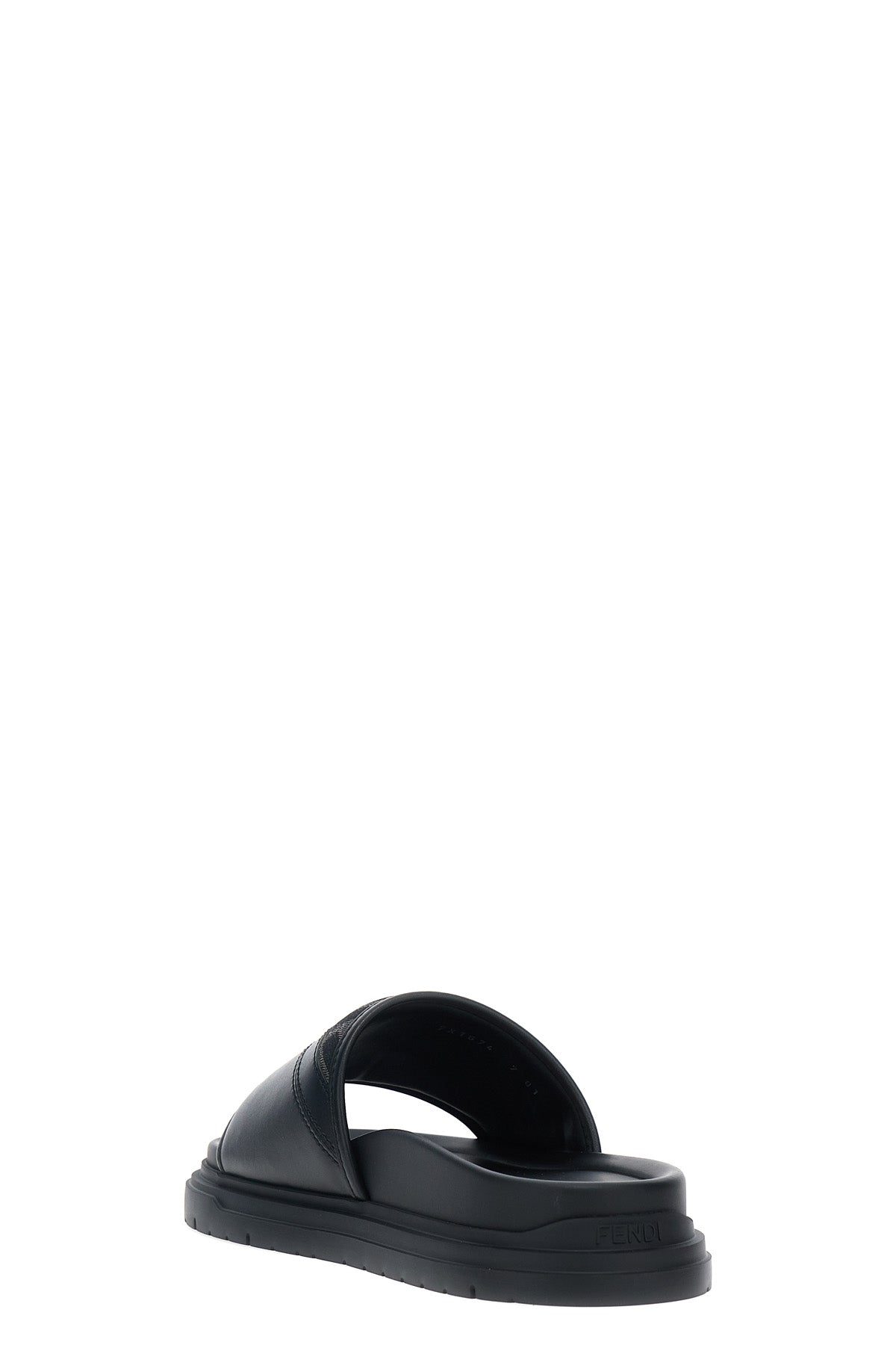 fendi diagonal sandals in ff jacquard fabric and leather