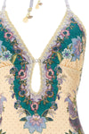 indra all-over scarf print lycra one-piece swimsuit