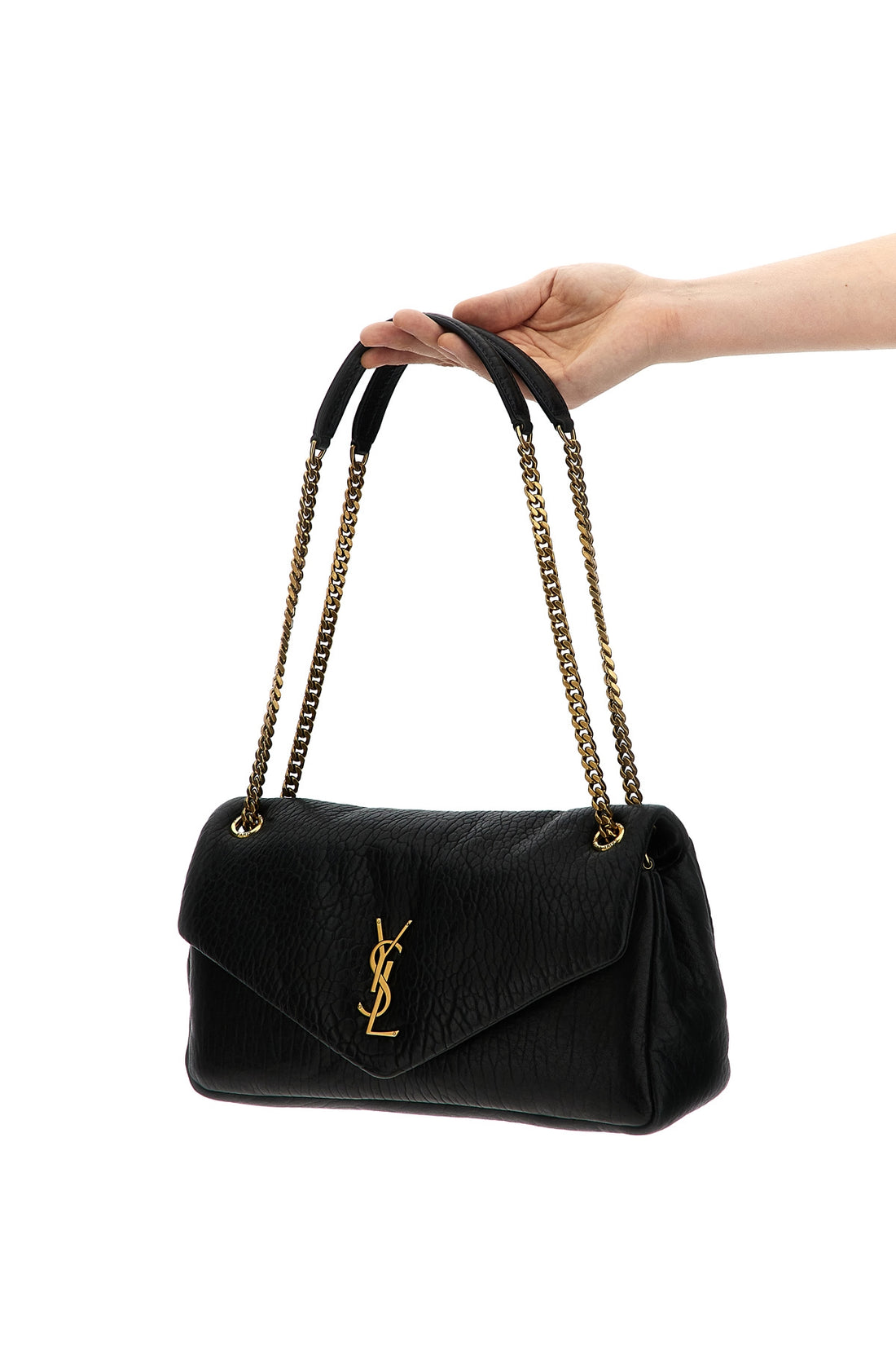 SAINT LAURENT OS calypso shoulder bag in hammered leather