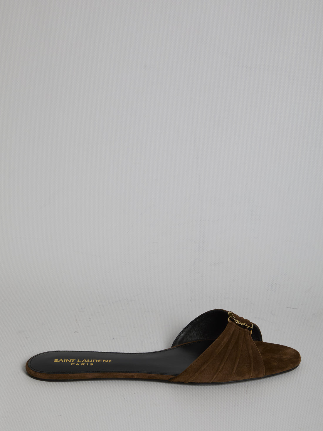 SAINT LAURENT 36 babylone slide sandals in suede