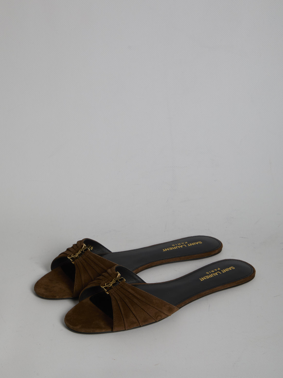 SAINT LAURENT 36 babylone slide sandals in suede