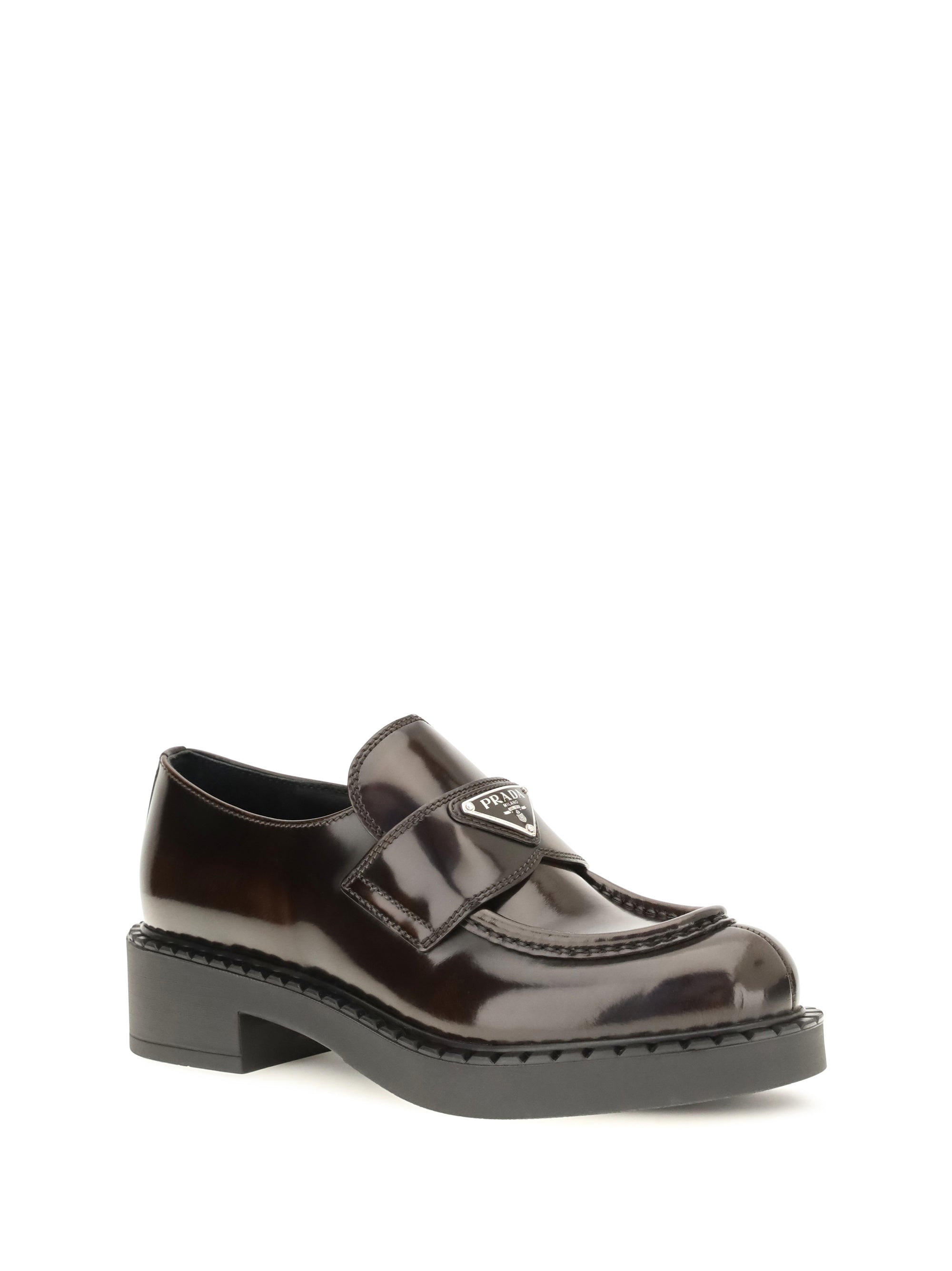 leather logo loafers