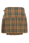 kilt pleated mini skirt in woven wool