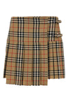 kilt pleated mini skirt in woven wool