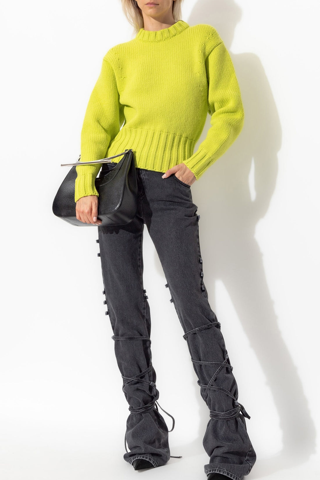 ALEXANDER MCQUEEN 24 jeans in black cotton denim délavé