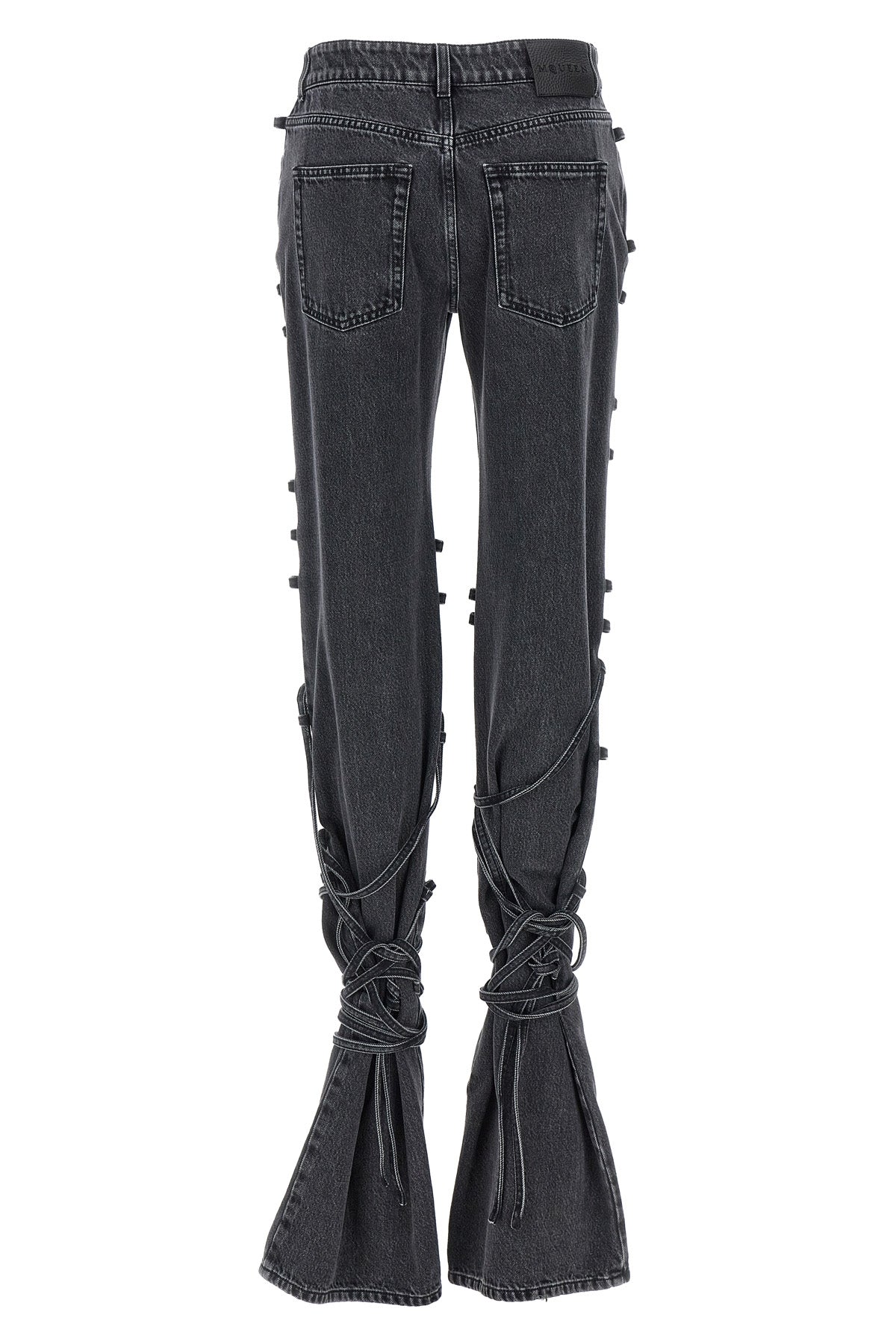 jeans in black cotton denim délavé