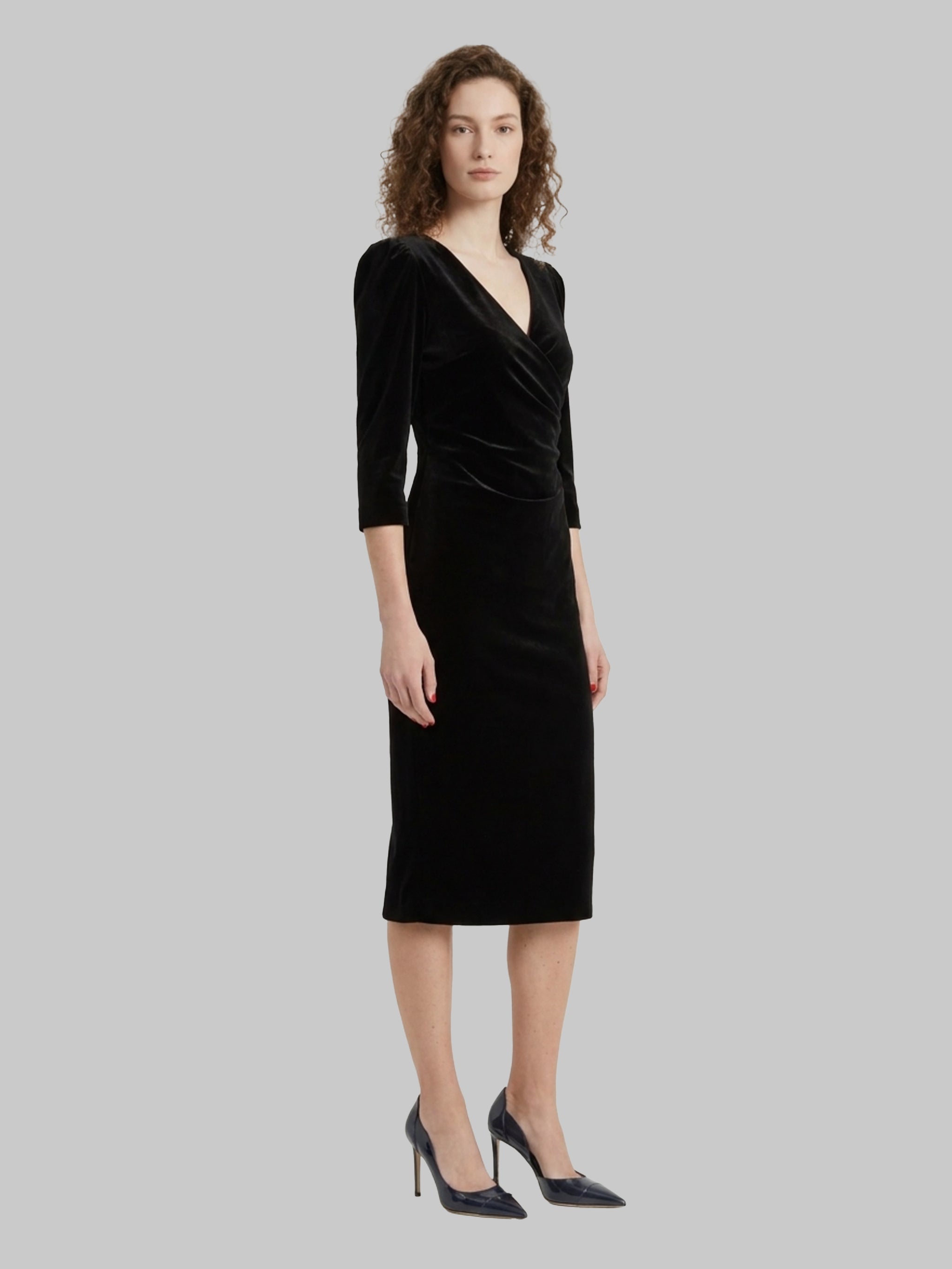 black velvet midi dress