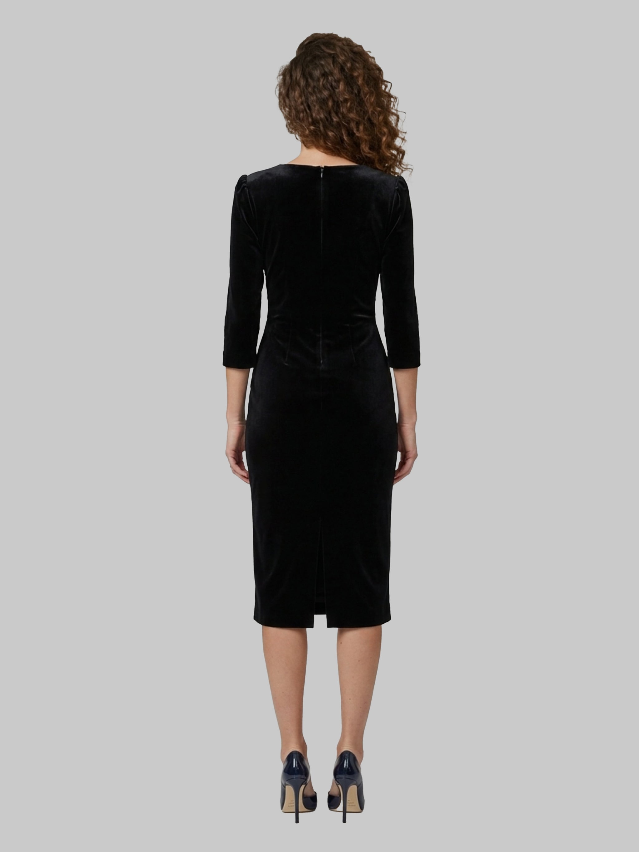 black velvet midi dress
