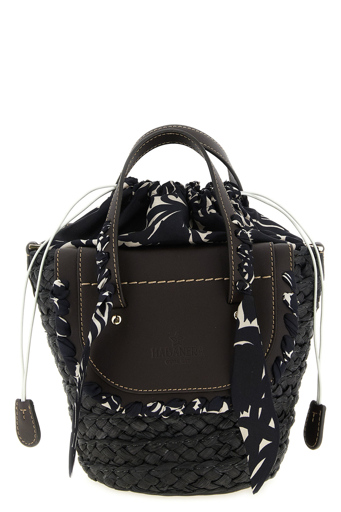 CUBA LAB OS cuba lab x san pa habanera silk handbag in woven raffia and smooth leather