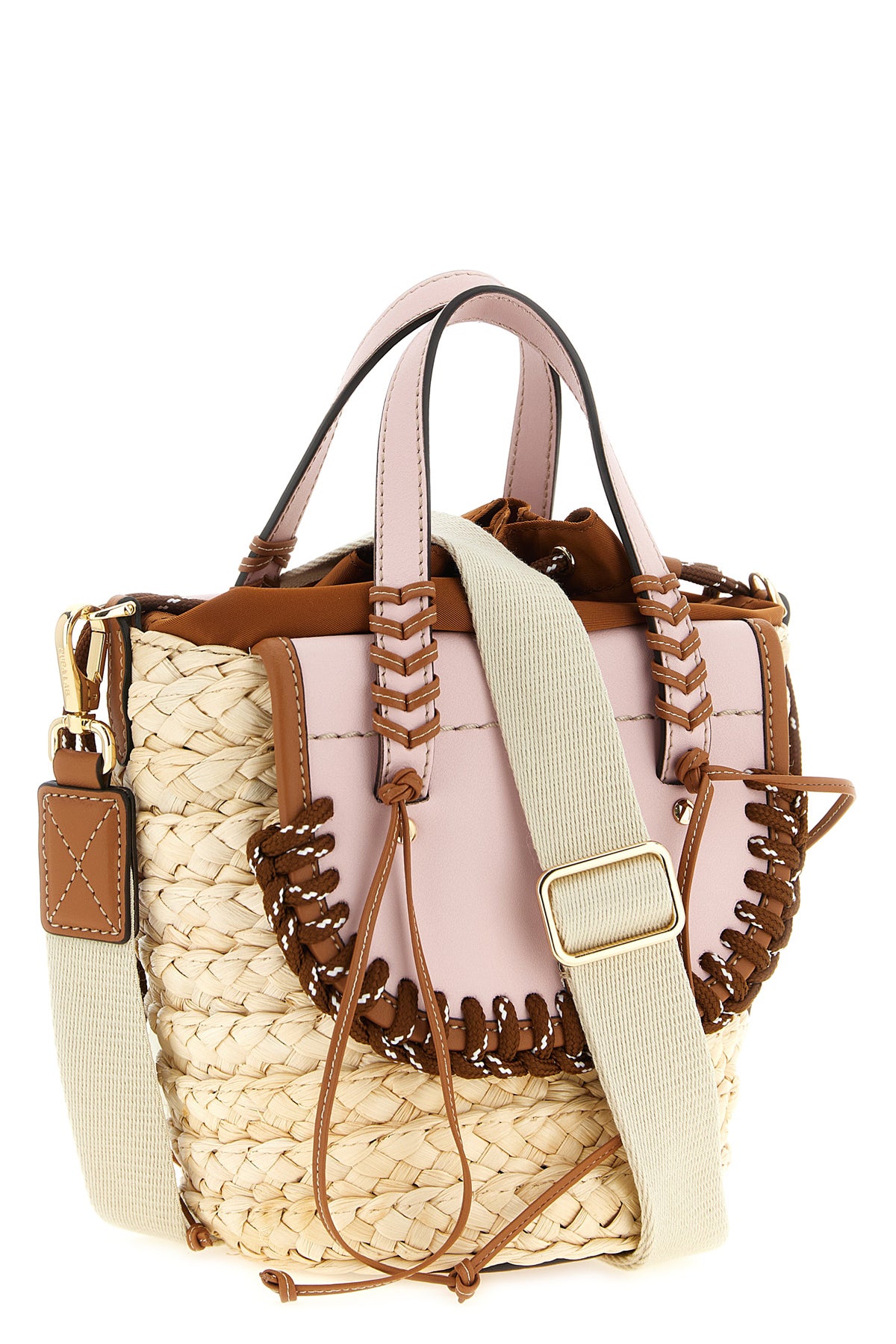 cuba lab x san pa habanera trek handbag in woven raffia and smooth leather