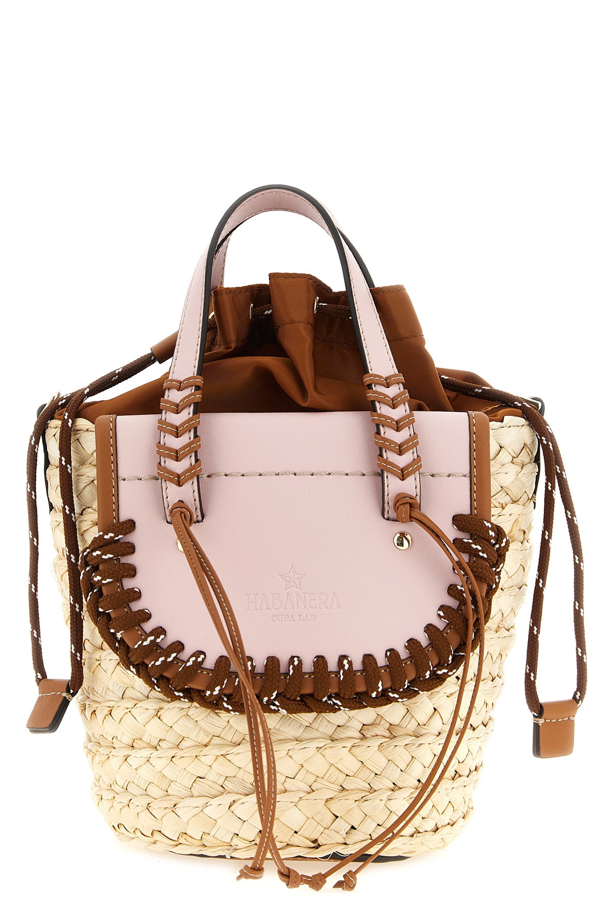 cuba lab x san pa habanera trek handbag in woven raffia and smooth leather