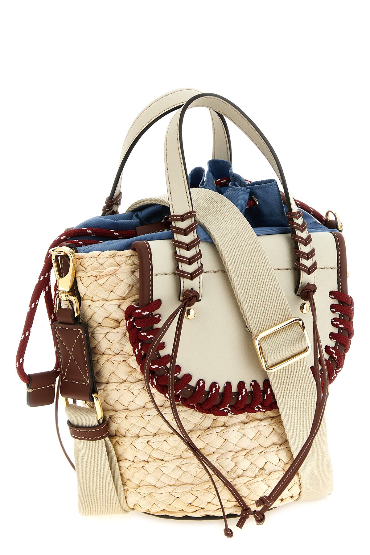 cuba lab x san pa habanera trek handbag in woven raffia and smooth leather
